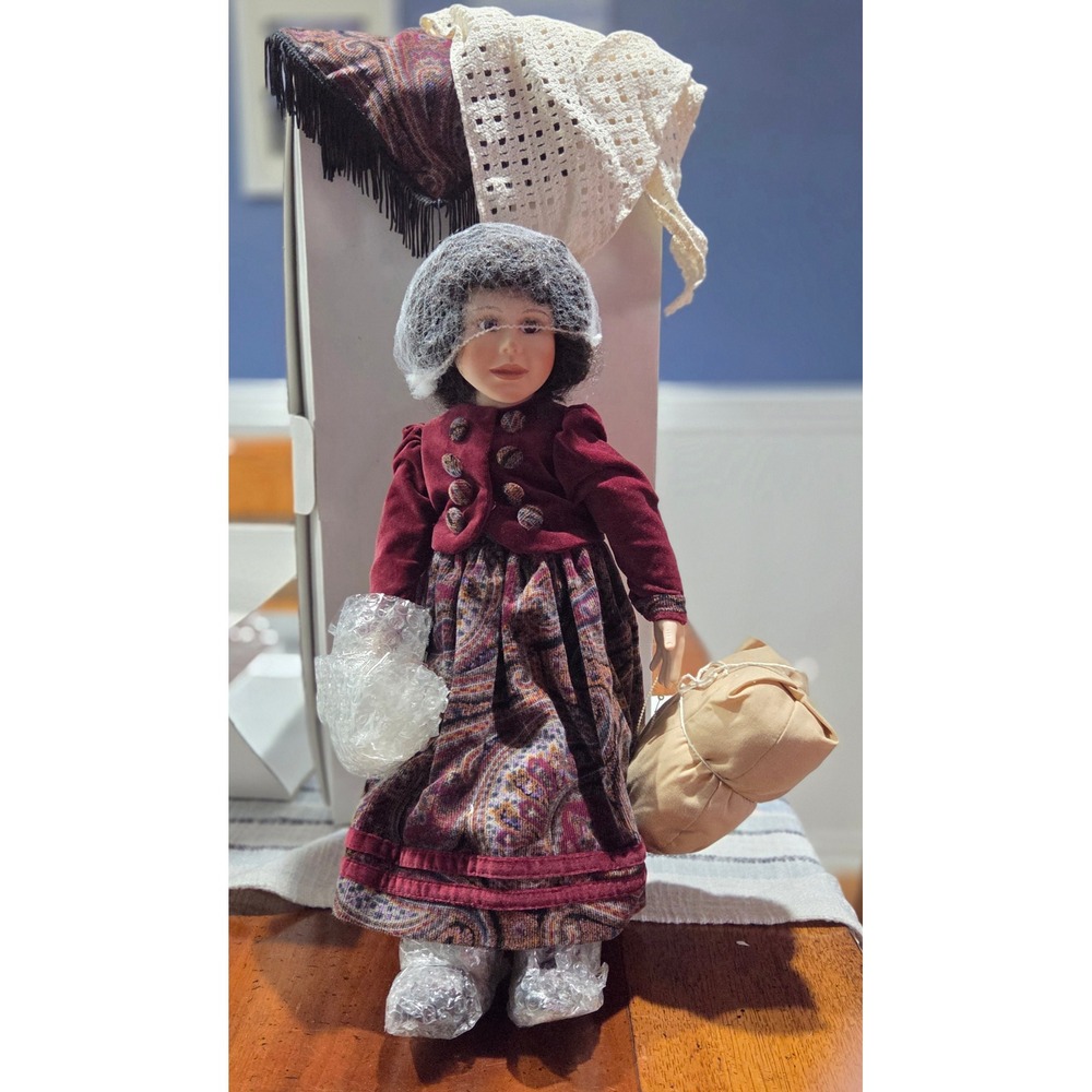 Lenox Angelina "The Ellis‎ Island" Porcelain Collector Doll with Stand In Box